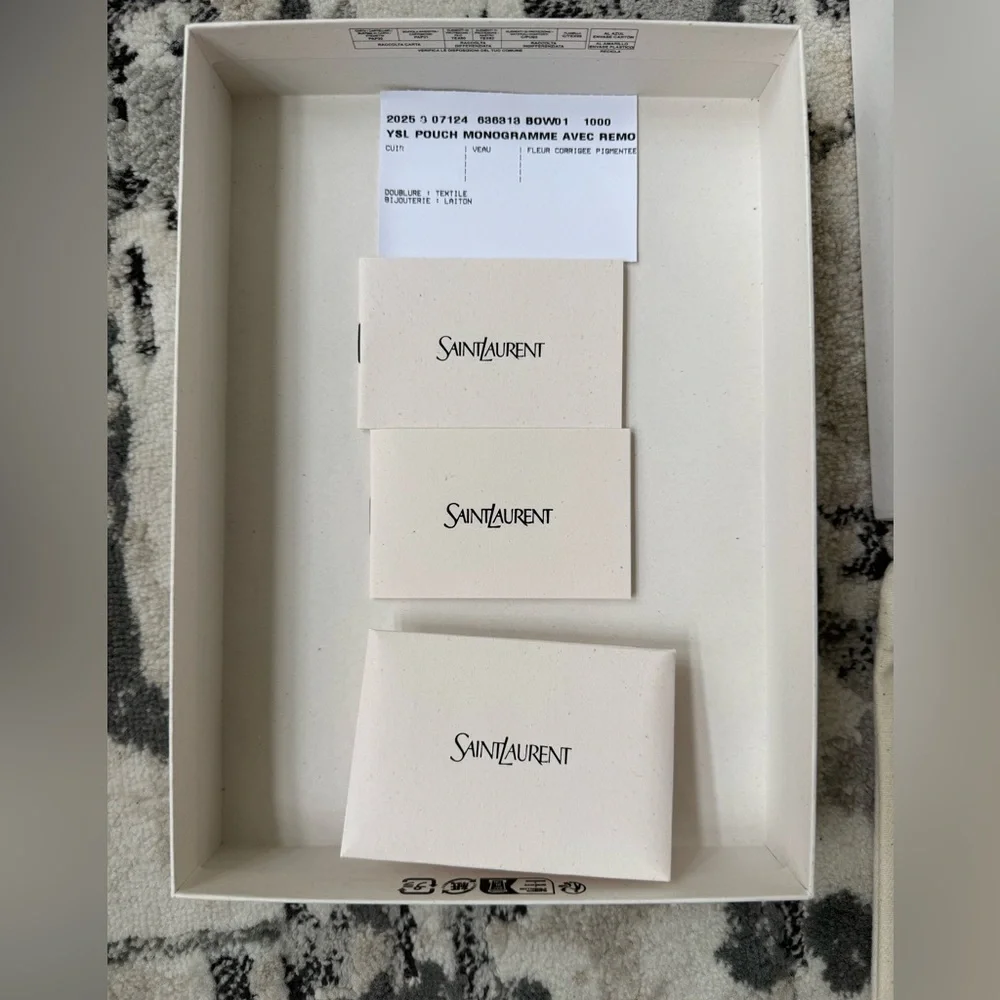 Saint Laurent Black Clutch with Gold Logo - Picture 6 of 6